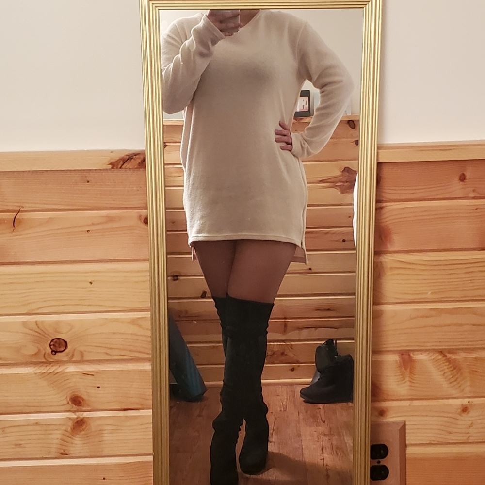 Side Zip Oversized Sweater Dress